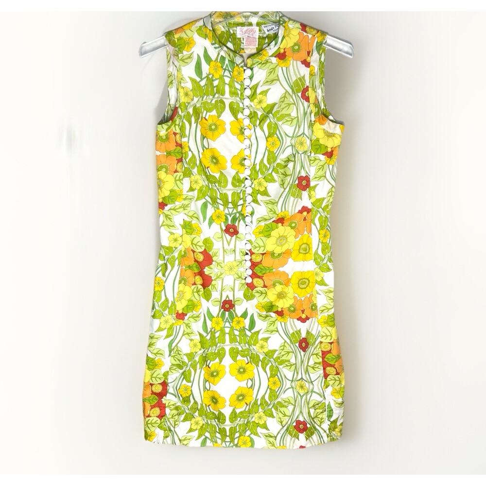 Vintage THE LILLY Pulitzer 1960s Mini Dress Tropical Floral 60s - Lord & Taylor